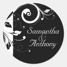 Svart + Vit omvänd rullgardinsförsegling för spåre Runt Klistermärke