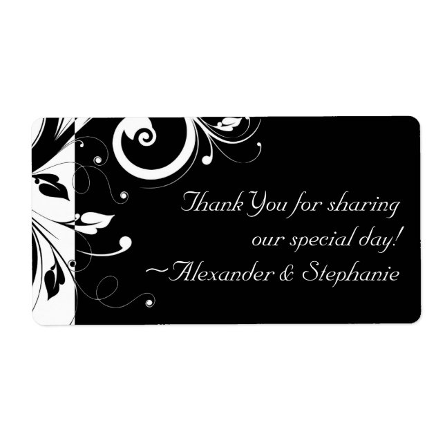 Svart +Vit omvänd Swirl-favoritetikett Fraktsedel (Framsidan)