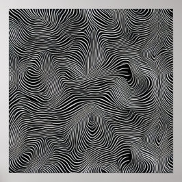 Svart-vit Op Art-virvelmönster Poster