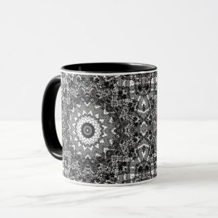 Svart vit , öppen, mandala mugg
