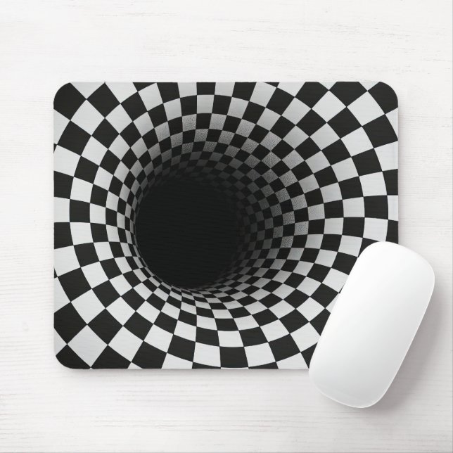 Svart-vit optisk illusion-hål musmatta (Med mus)