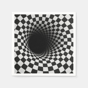 Svart-vit optisk illusionstunnel pappersservett