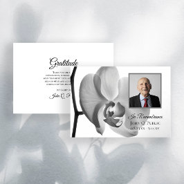 Svart vit Orchid Funeral Memorial Sympathy Tack Kort
