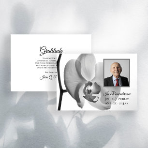 Svart vit Orchid Funeral Memorial Sympathy Tack Kort