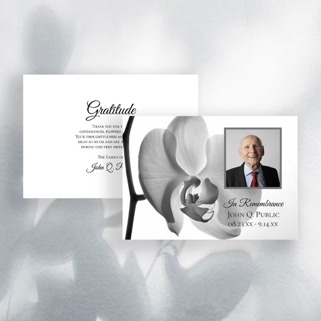 Svart vit Orchid Funeral Memorial Sympathy Tack Kort (Skapare uppladdad)