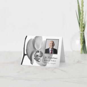 Svart vit Orchid Funeral Memorial Sympathy Tack Kort