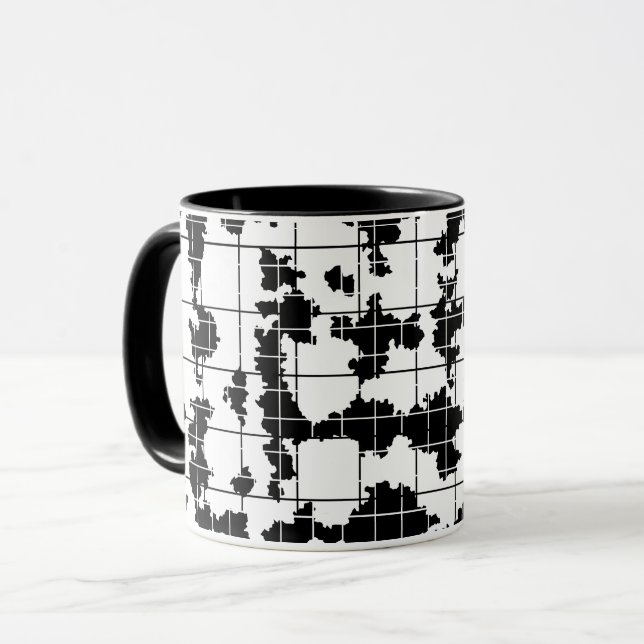 Svart Vit Organisk Abstrakt Konst Design Mugg (Framsida vänster)