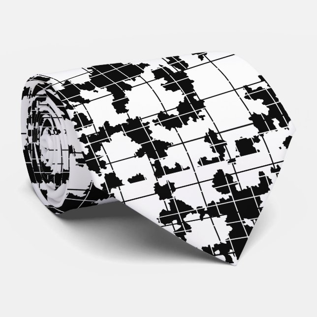 Svart Vit Organisk Abstrakt Konst Design Slips (Rullad)