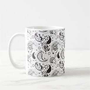 Svart & Vit Paisley-mönster – Elegant Textilkonst Kaffemugg
