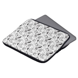 Svart & Vit Paisley-mönster – Elegant Textilkonst Laptop Fodral