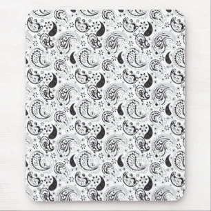 Svart & Vit Paisley-mönster – Elegant Textilkonst Musmatta