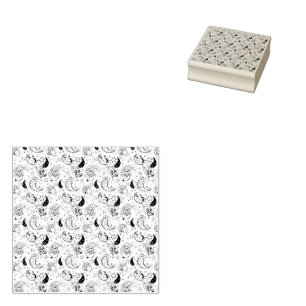 Svart & Vit Paisley-mönster – Elegant Textilkonst Stämpel