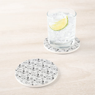 Svart & Vit Paisley-mönster – Elegant Textilkonst Underlägg