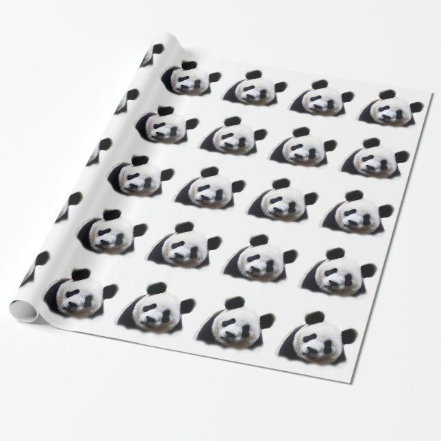 Svart & Vit Panda Julpresentpapper Presentpapper (Utrullad)