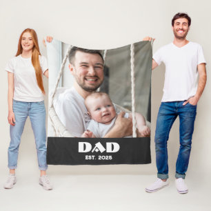 Svart Vit Pappa Grundad Djärv Foto Fleecefilt