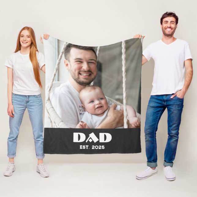 Svart Vit Pappa Grundad Djärv Foto Fleecefilt (På plats)