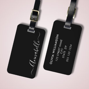Svart & Vit Personlig Namn Bagage Tag Bagagebricka