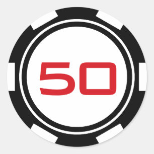 Svart Vit Pokerchip Casino Födelsedagsnummer Runt Klistermärke