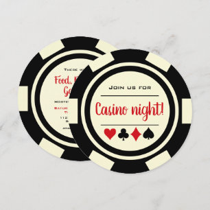 Svart Vit Pokerchip Casino Natt Inbjudningar