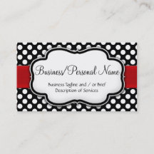 Svart/vit polka - punkt Rött band fram/bak