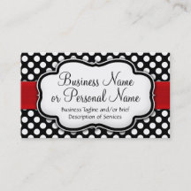 Svart/vit polka - punkt Rött band fram/bak