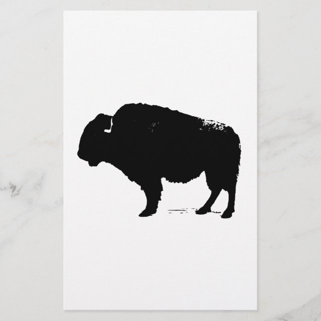 Svart & Vit Pop Art Amerikansk Bison Brevpapper (Framsida)