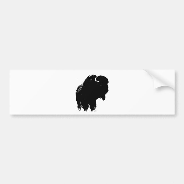 Svart & Vit Pop Art Bison Buffel Bildekal (Framsidan)