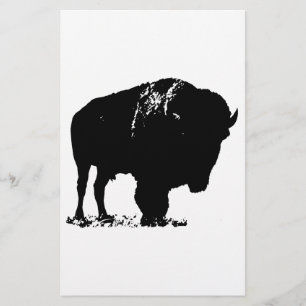 Svart & Vit Pop Art Bison Buffel Brevpapper