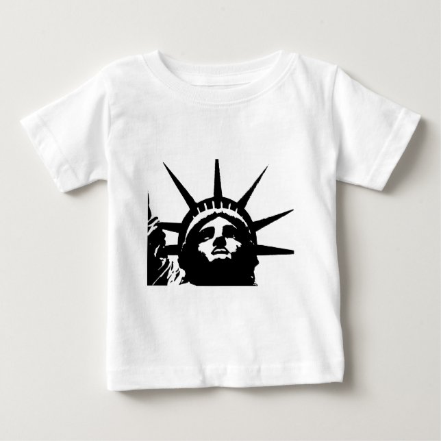Svart & Vit Pop Art Staty över Frihet Tee Shirt (Framsida)