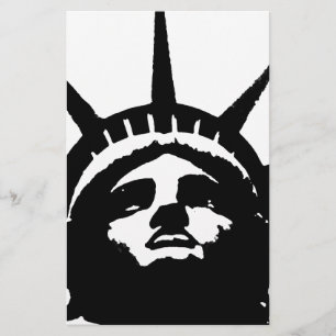 Svart & Vit Pop Art Staty över Friheten Brevpapper