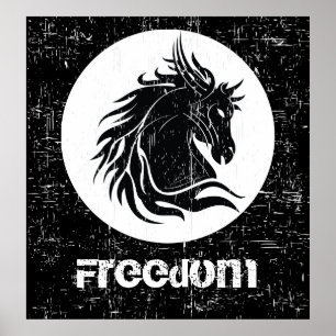 Svart, vit, poster hästhuvud