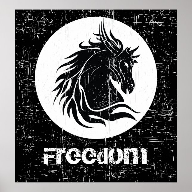 Svart, vit, poster hästhuvud (Framsidan)