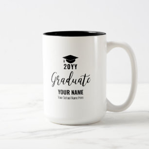 Svart & Vit Present för Examen Anpassad Kaffe Mugg