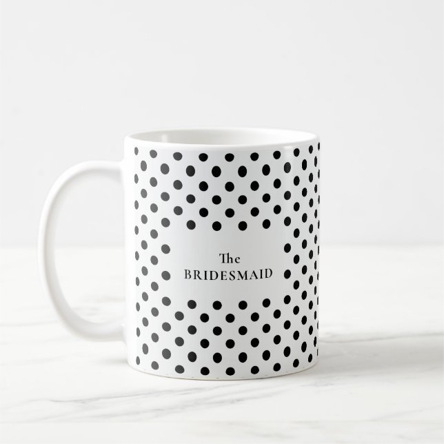 Svart & Vit Prickig BRUDJUNGFRU Kaffemugg (Vänster)