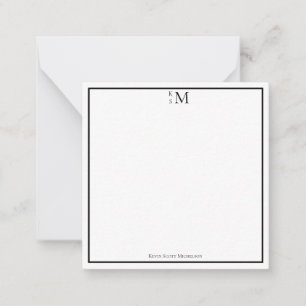 Svart Vit Professionell Elegant Monogram Anteckningskort