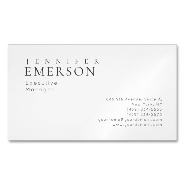 Svart vit professionell minimalistisk modern enkel magnetiska visitkort (Framsida)