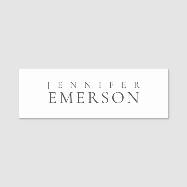 Svart vit professionell minimalistisk modern enkel namnbricka (Framsida)