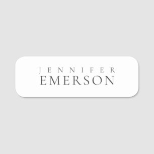 Svart vit professionell minimalistisk modern enkel namnbricka