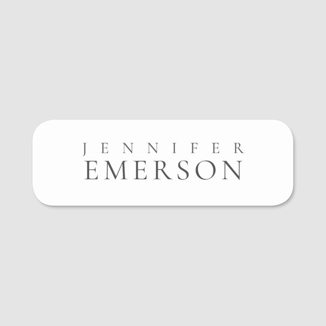 Svart vit professionell minimalistisk modern enkel namnbricka (Framsida)