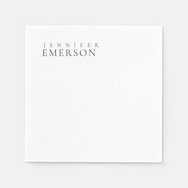 Svart vit professionell minimalistisk modern enkel pappersservett (Framsidan)