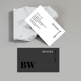 Svart Vit Professionell Monogram Modern Minimal Visitkort
