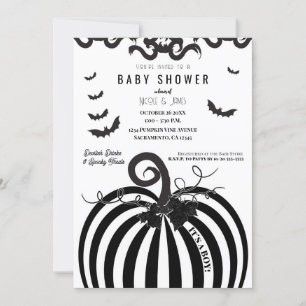 Svart & Vit Pumpa Halloween Baby Shower Inbjudningar