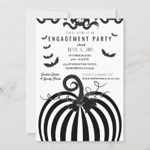 Svart & Vit Pumpa Halloween Förlovningsfest Inbjudningar