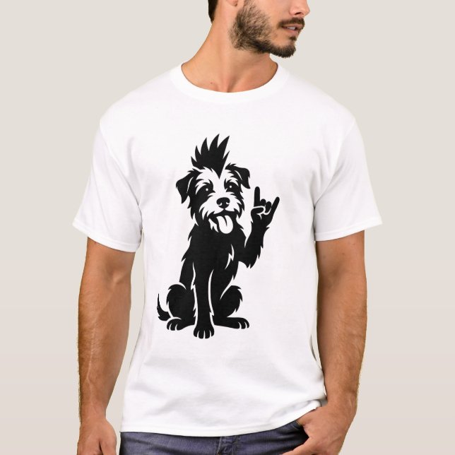 svart-vit punkhund t shirt (Framsida)