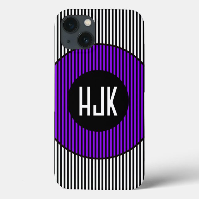 SVART & VIT PURPUR RAND & monogram telefonfodral (Baksida)