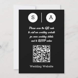 Svart-vit QR-kod, enkel och chic Inbjudningar
