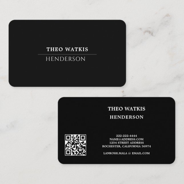 Svart vit qr-kod redigering visitkort (Fram/baksida)