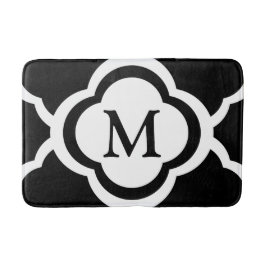 Svart & Vit Quatrefoil Anpassningsbar Monogram Badrumsmatta