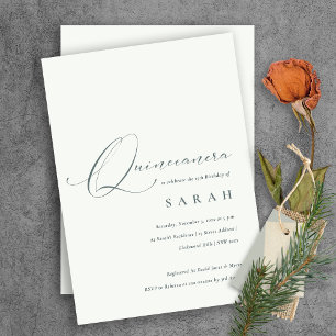 Svart vit Quinceañera Inbjudan
