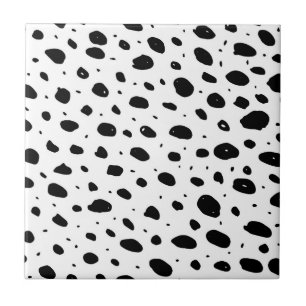Svart vit räcker målad vattenfärgpolka dots kakelplatta